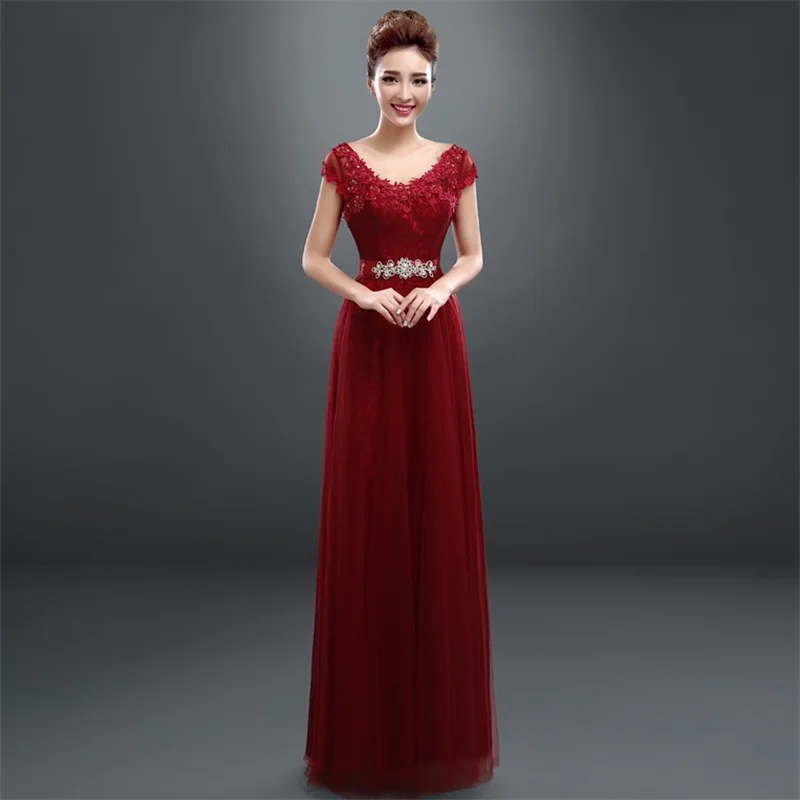 

New Long Evening Dresses with Appliques Elegant Cap Sleeve Bride Gown Ball Prom Party Homecoming/Graduation Formal Dress