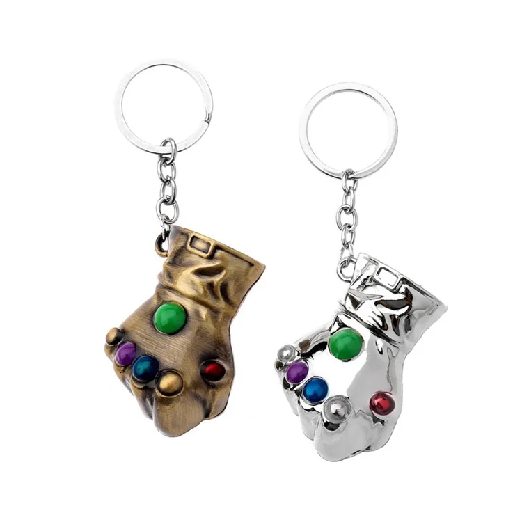 

Smfghf Store New arrival Avengers 3 Thanos fist Keychain for Men Metal gold bronze silver hand thanos Key Chains movie souvenir