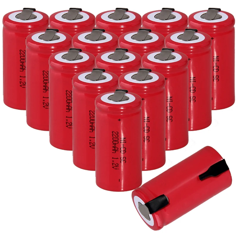 

Real capacity 16 pcs SC battery 1.2v batteries rechargeable 2200mAh nicd battery akkumulator for power tools