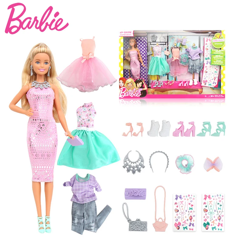 Бренд Barbie authorized DIY одежда Стиль наряжать детские игрушки для маленькой девочки Рождественский подарок Барби Boneca DVJ64