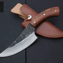 TRSKT EDC Универсальный охотничий нож очень острый нож из углеродистой стали ручной работы 58HRC палисандр выживания тактический спасательный открытый инструмент