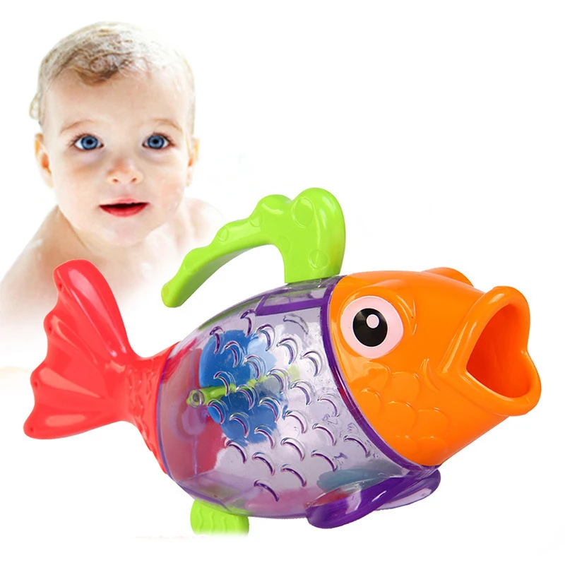 

bath baby toys Hot Sale Cute Bathing toy sprinkler shower Measure Temperature Discoloration Fish Kids children swim bath toys
