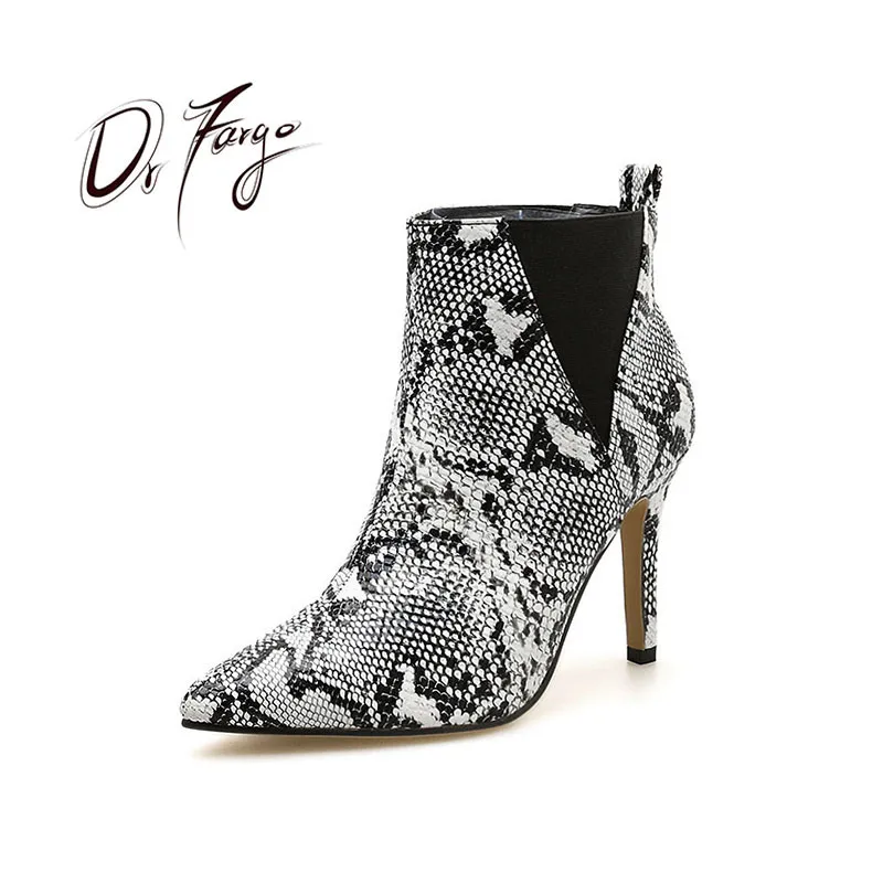 snake skin high heel booties