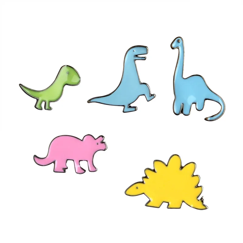 

Cartoon Animal Dinosaurs Brooch Green Pink Blue Yellow Enamel Pin Button Fashion Backpack Clothes Lapel Pin Badge for girls boys