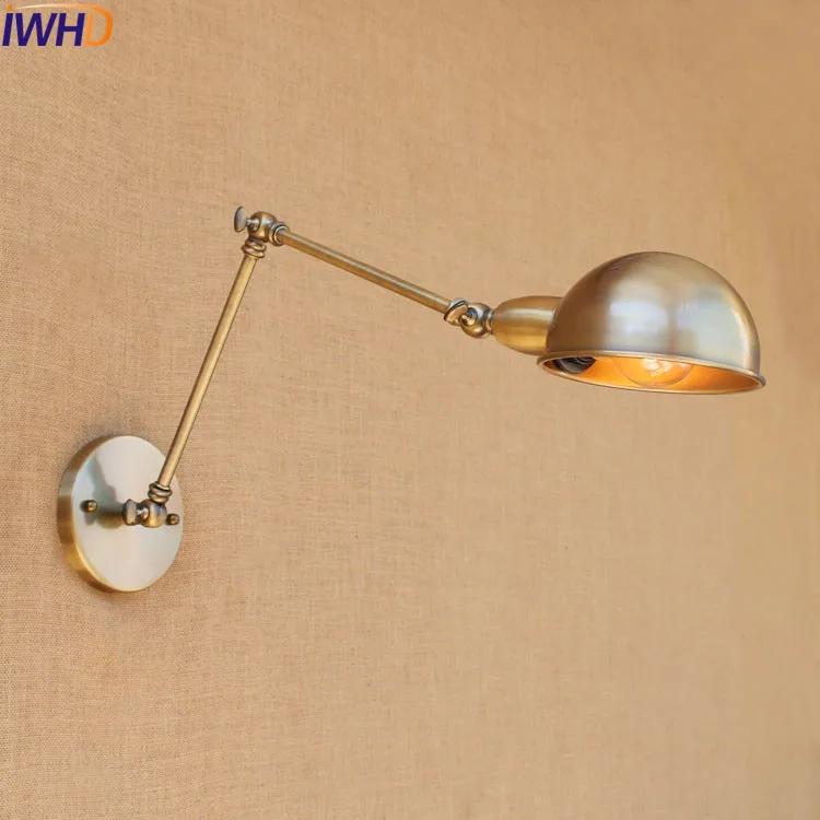 

IWHD Antique Retro Vintage Wall Lamp LED Edison Wandlampen Swing Long Arm Wall Light Loft Industrial Home Stair Lighting Sconce