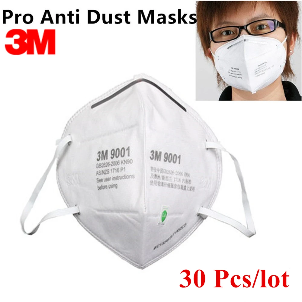 

30Pcs 3M 9001 KN90 Dust Masks Respirator Anti-dust PM2.5 Industrial Construction Pollen Haze Gas Family & Pro Site Protection