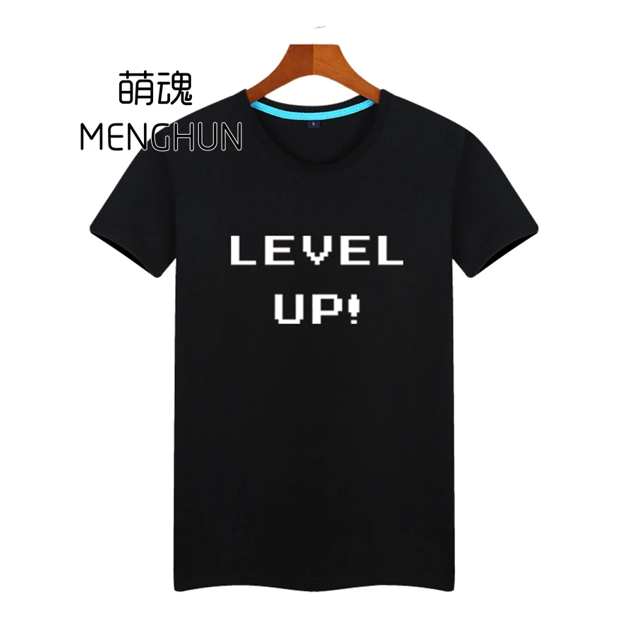 Retro game console FC t shirts fans daily t shirt LEVEL UP words classic tee shirt gift for game fans boyfriend ac439