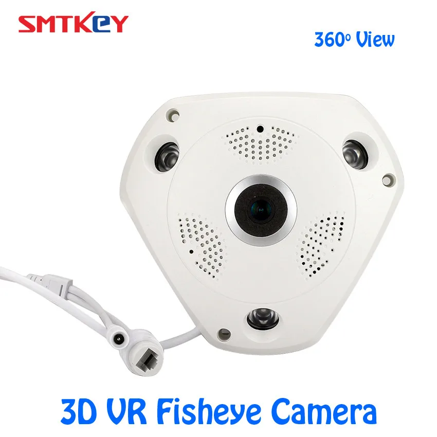 

SMTKEY multi view 1.0MP 3D VR 360 Degree View mode suport micro sd card Fisheye IP Camera record 720P Panoramic IP Camera