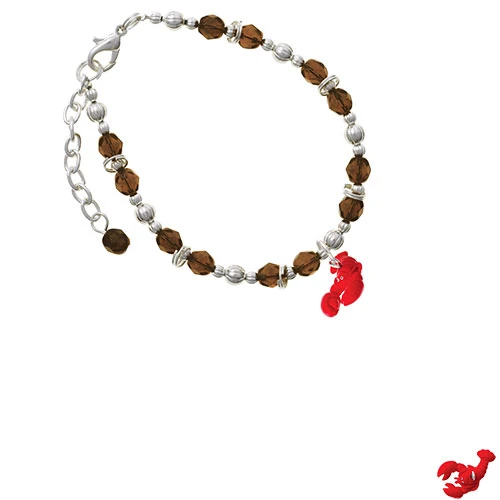 Resin Curved Red Lobster Brown Beaded Bracelet