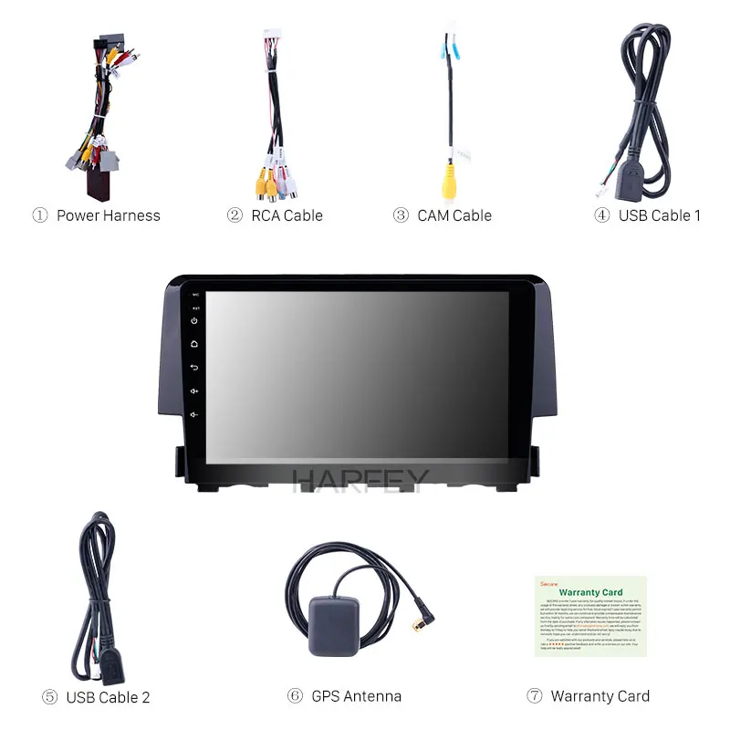 Sale Harfey car Radio for Honda Civic 2016 9" Android 8.1 HD Touchscreen GPS Navi support Carplay DVR OBD Rearview camera bluetooth 3