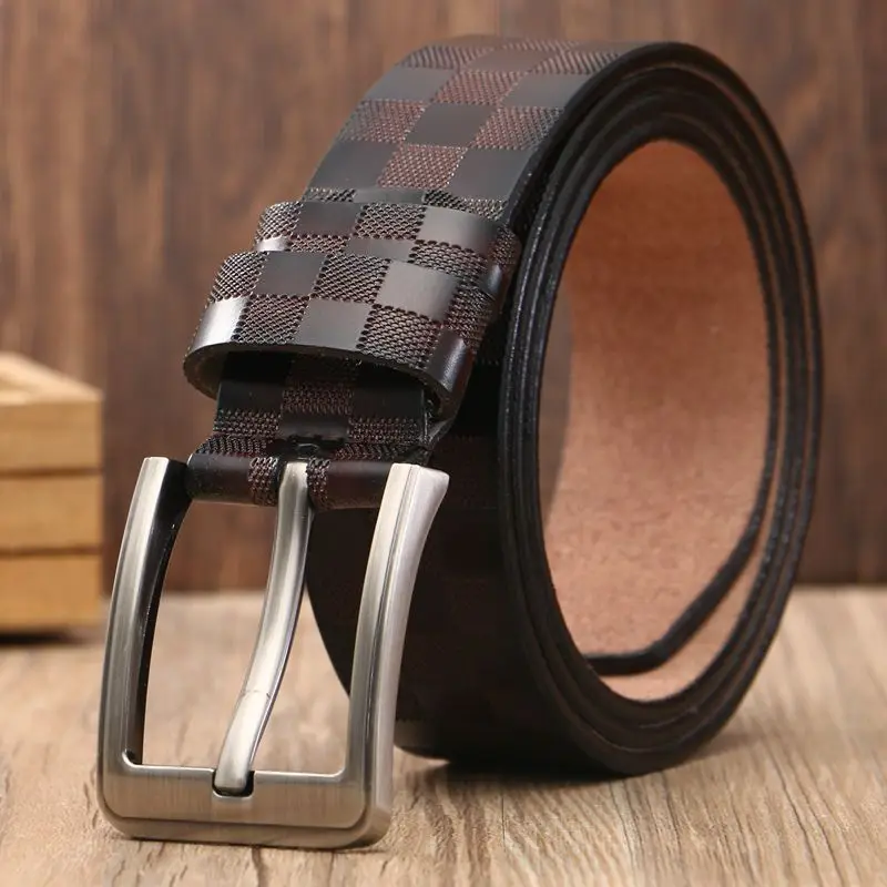 

2019 new arrival men's classic lattice belt genuine leather belts for men size 42 cowboy fashion waistband accessories