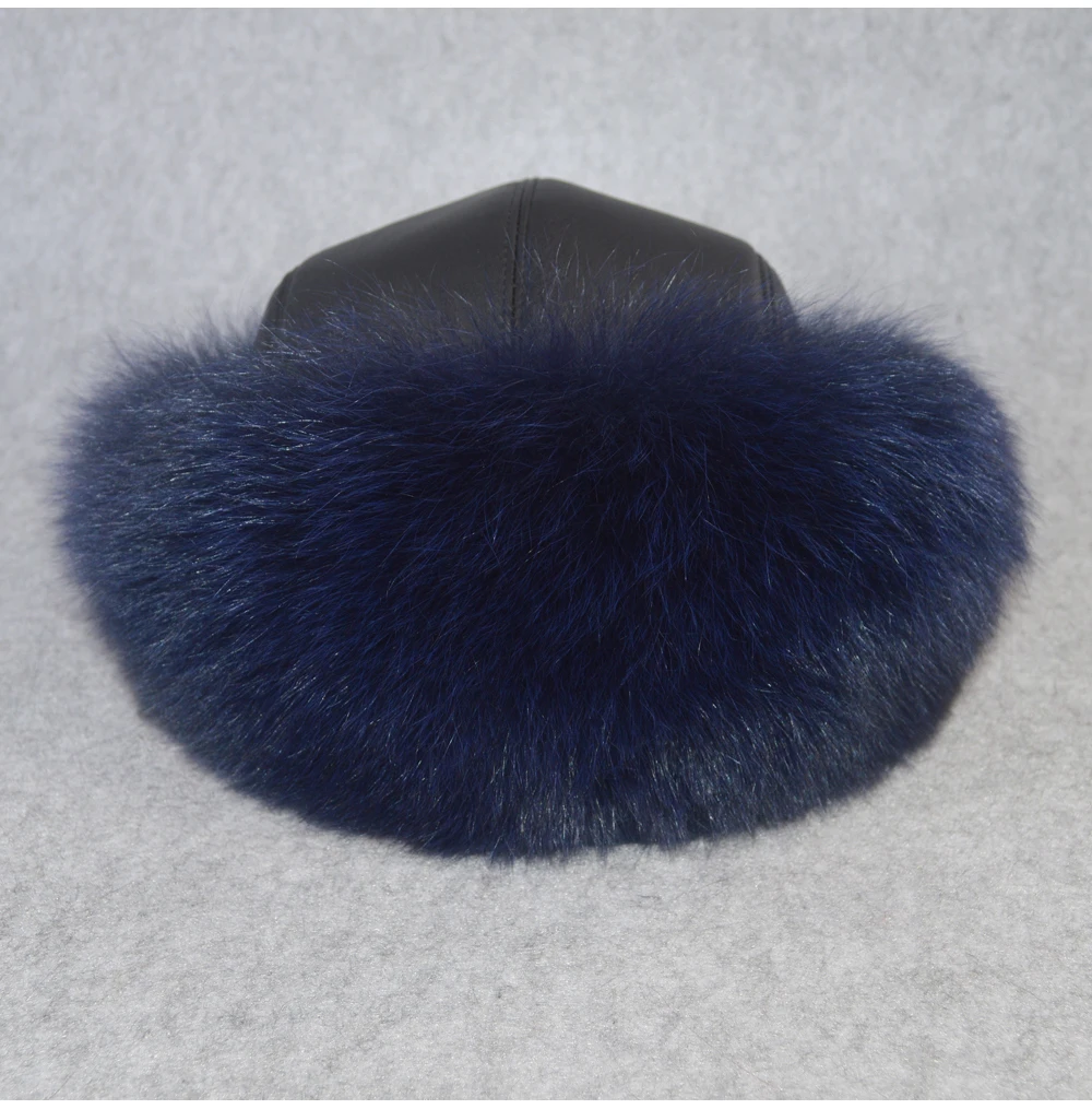 Новая качественная женская шапка-бомбер из натурального Лисьего меха, шапки-ушанки из натурального меха енота, уличные толстые теплые наушники, шапка из меха лисы