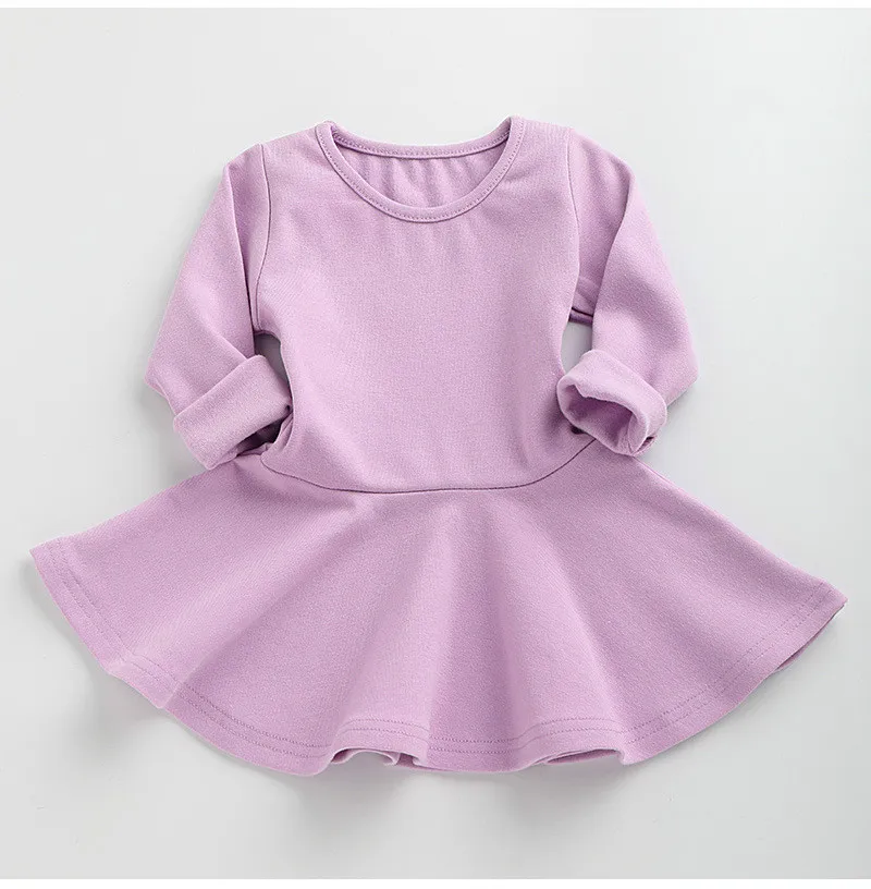 

Toddler Girls Dresses Winter Autumn Spring Casual Style Cotton Falbala Long Sleeve A-line Dress Candy Color Lovely