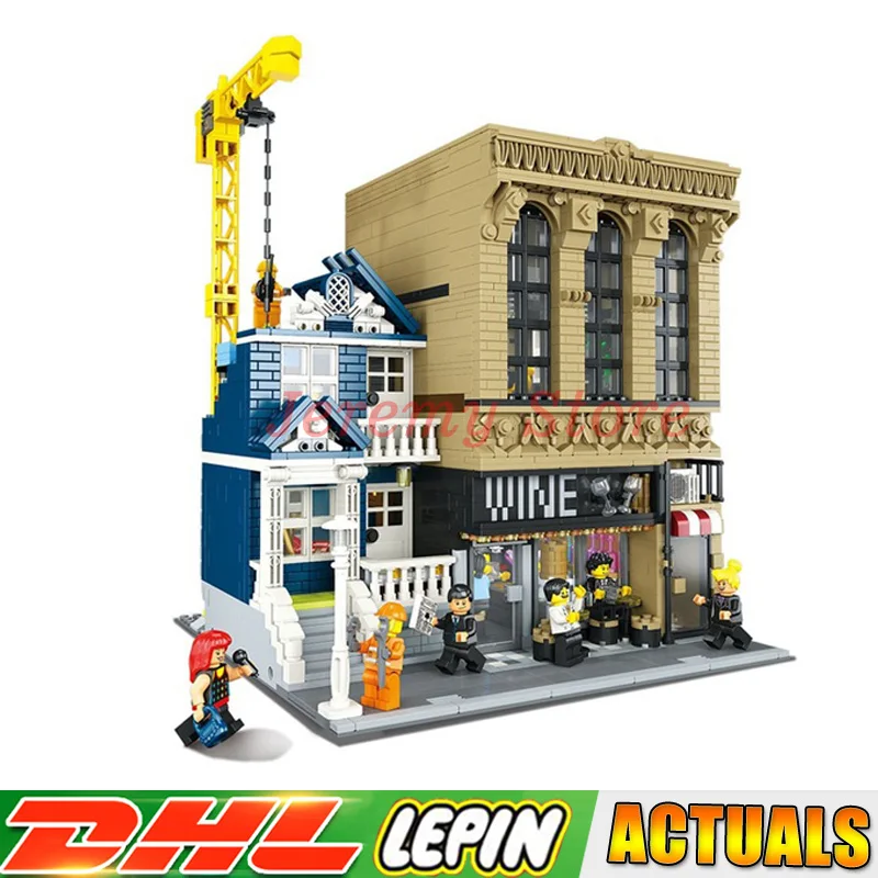 

LP 2841Pcs Streetsight MOC Series The Bars and Financial Companies Set Building Blocks Brick Toy Compatible LegoINGlys 15035