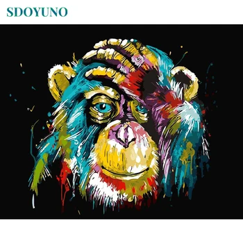 

SDOYUNO Frame DIY Painting By Numbers Kits Orangutan Animals Coloring By Numbers Modern Wall Artwork For Home Decoration 40x50