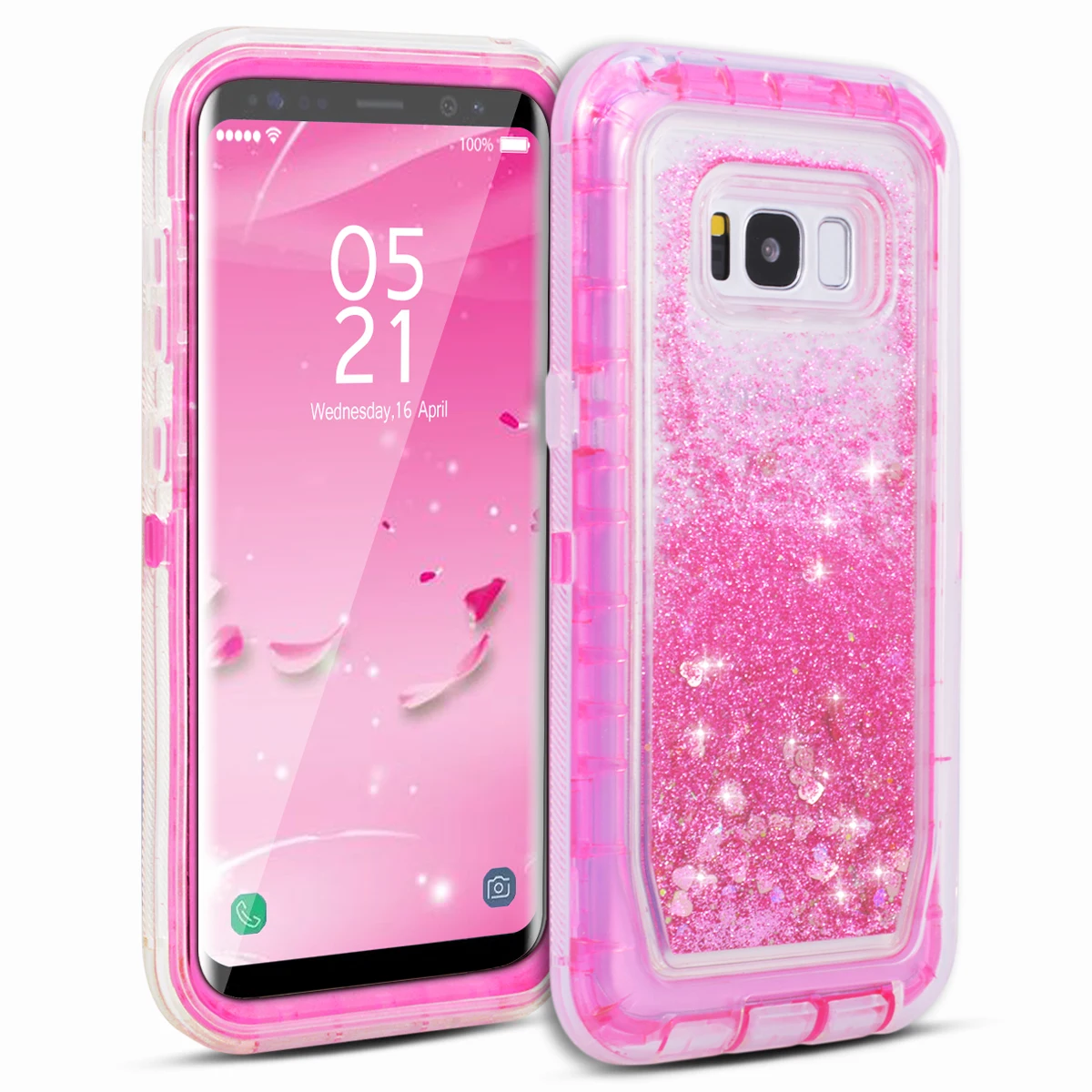 

Phone Case for Samsung Galaxy S8 Plus Case 3 Layers Full Protection Bumper Shockproof Hard PC&TPU Bling Glitter Dynamic Sand