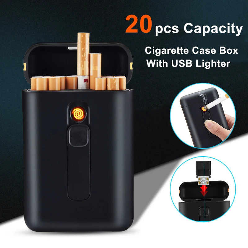 20 штук Ёмкость сигареты чехол с электронная USB Зажигалка для сигар держатель