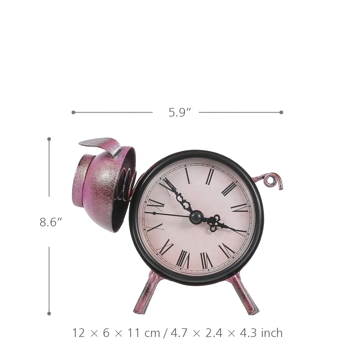 Tooarts часы в виде Свинки ручной работы винтажная Металлическая статуэтка кота немой настольные часы ремесло практичные часы 1 AA батарея миниатюрный домашний декор