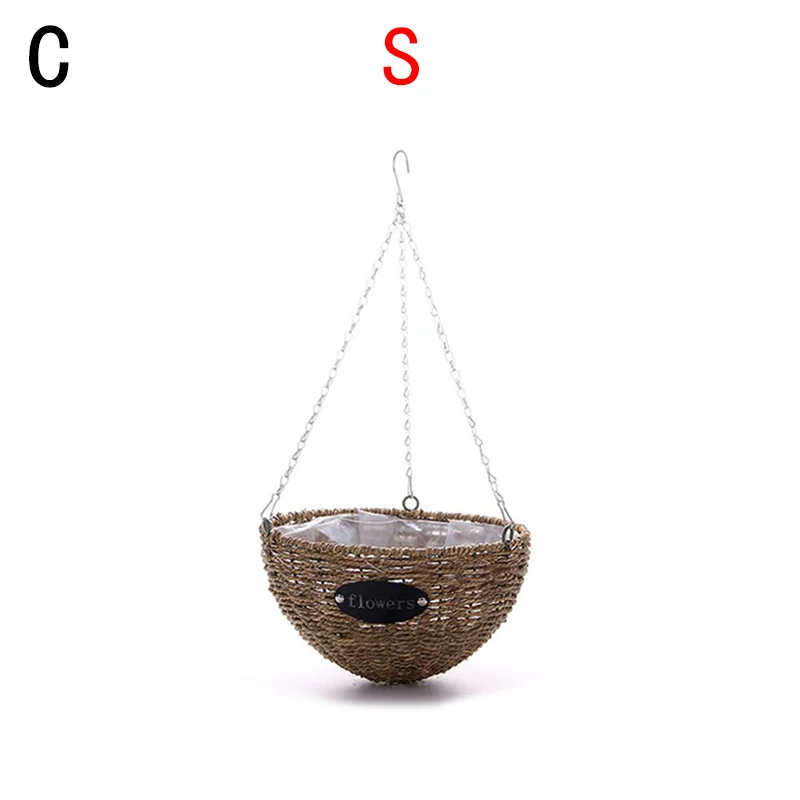 Балкон плетеная корзина для цветов садовый горшок для роста горшок сумка подвесной ротанговый ваза для сада украшения дома стены