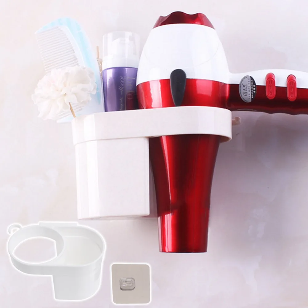 Plastic Sticky Hair Dryer Holder Rack Wall Adhesive Mount Bathroom