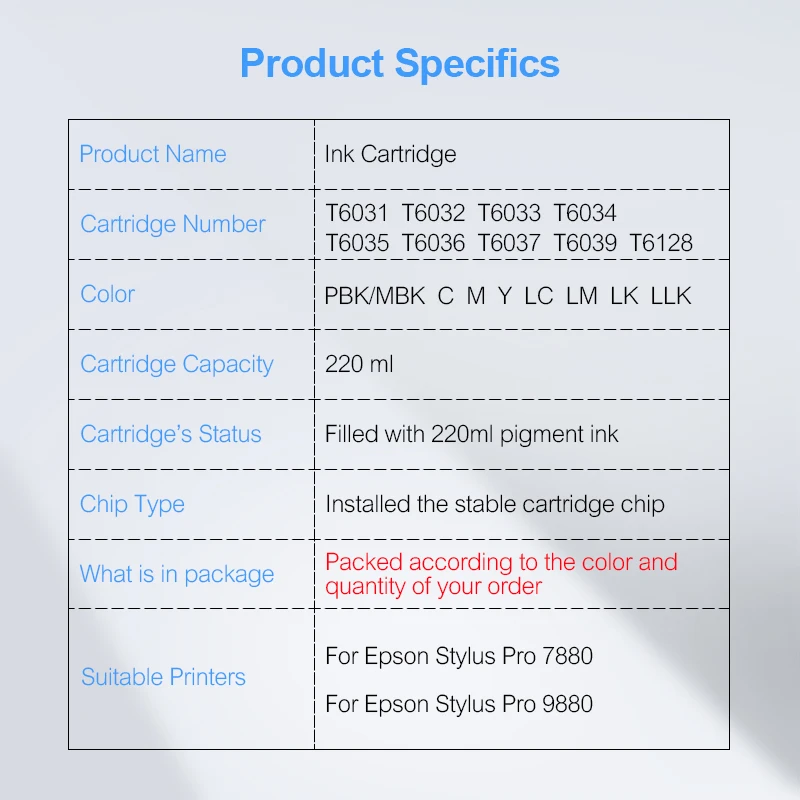 Совместимый чернильный картридж для Epson Stylus Pro 7880 9880|Чернильные картриджи| |