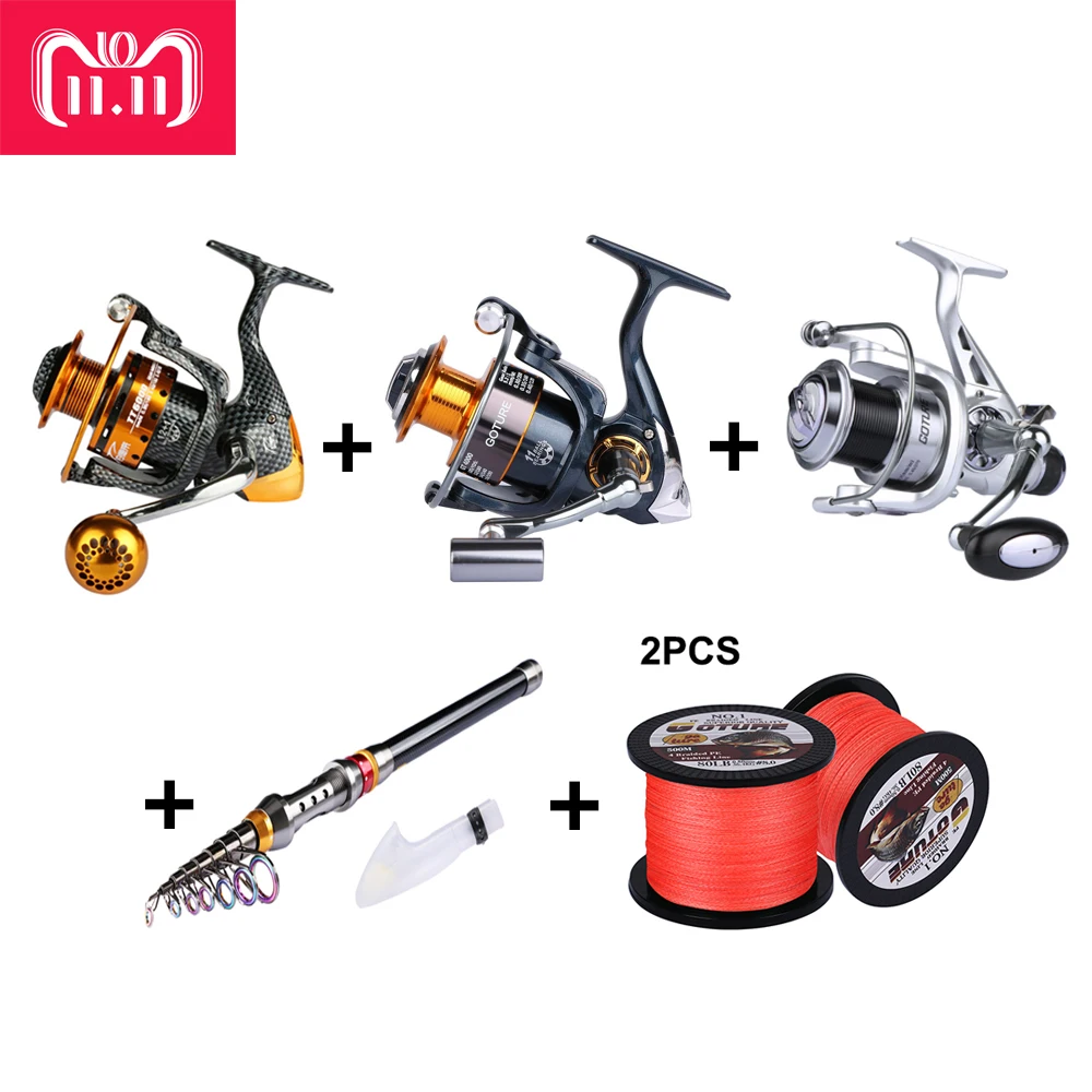 

Today Most Saving Combo, Total 6pcs (3pcs Spinning Reel+1pc Telescopic Rod+ 2pcs Fishing Line)