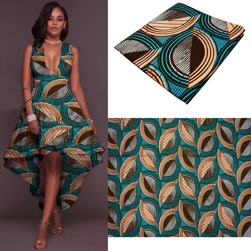 blue African wax prints real style 100% cotton fabric ankara printed veritable block material |