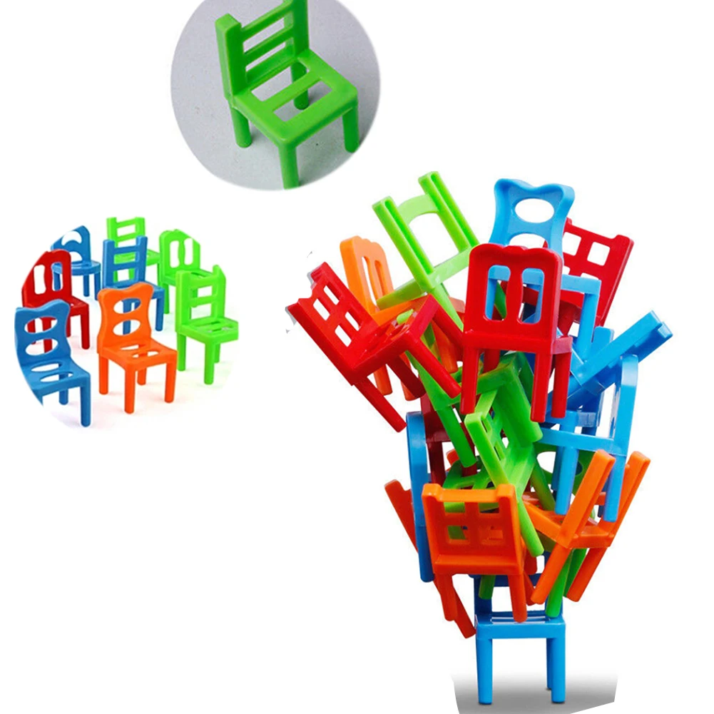 

18Pcs/Set Kids Desk Puzzle Balancing Training Toys Balance Chairs Children Educational Balance Stacking Chairs Toys