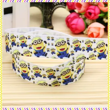 

7/8'' Free shipping minions printed grosgrain ribbon hair bow headwear party decoration wholesale OEM 22mm H4489