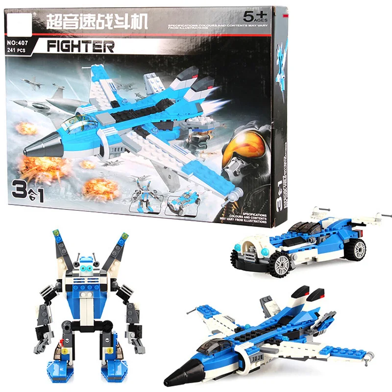 

SLPF Supersonic Fighter Model Deformation Robot Toys Legoings Children Educational Plastic Assembling Building Blocks Toy C25