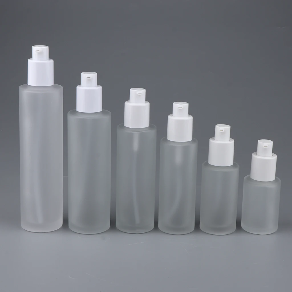 30~120 mL Semitransparent Glass Empty Pump Bottle Shampoo Conditioner Soap Dispenser Container for Travel