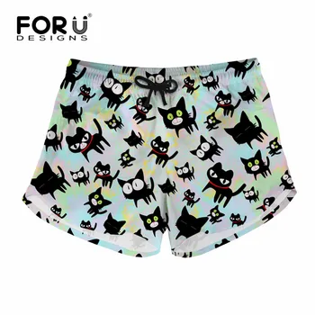 

FORUDESIGNS Cartoon Animal Printing Women Quick Dry Short Casual Summer Shorts for Girls Female Fashion Board Shorts Home Trunks