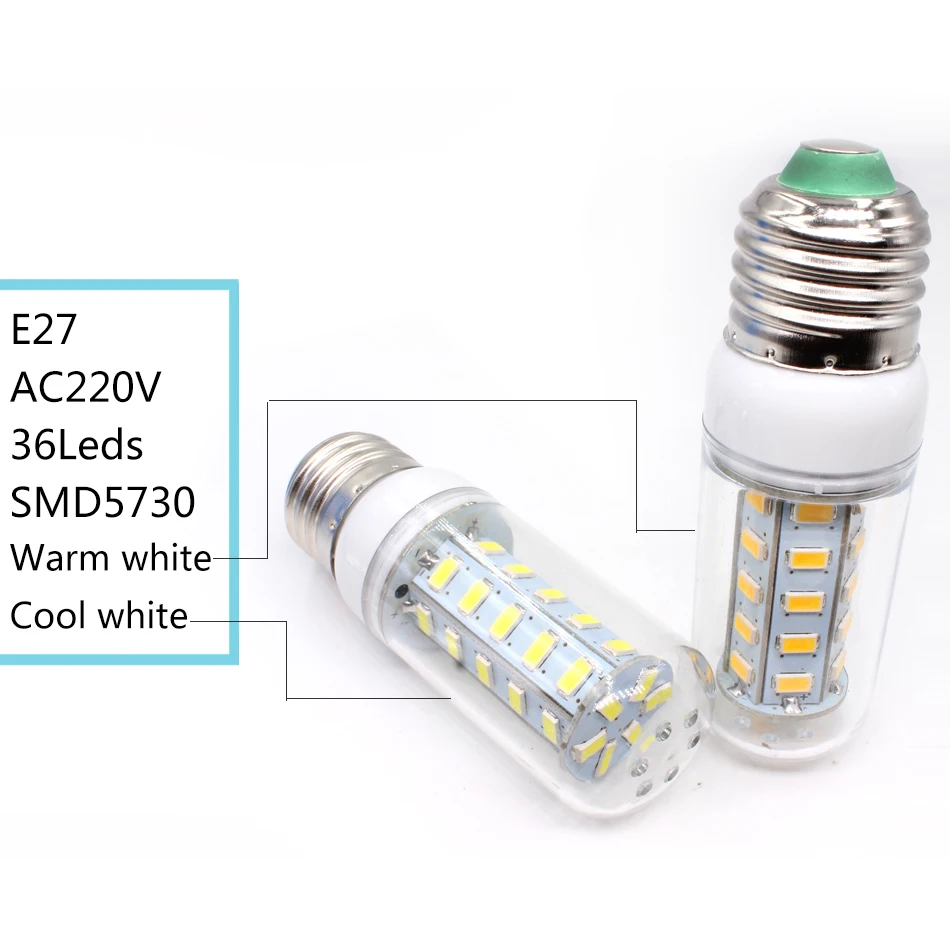SMD5730 светодиодные лампы E27 E14 220 В кукурузы 24 36 48 56 69 72 96 светодиодов люстра свет