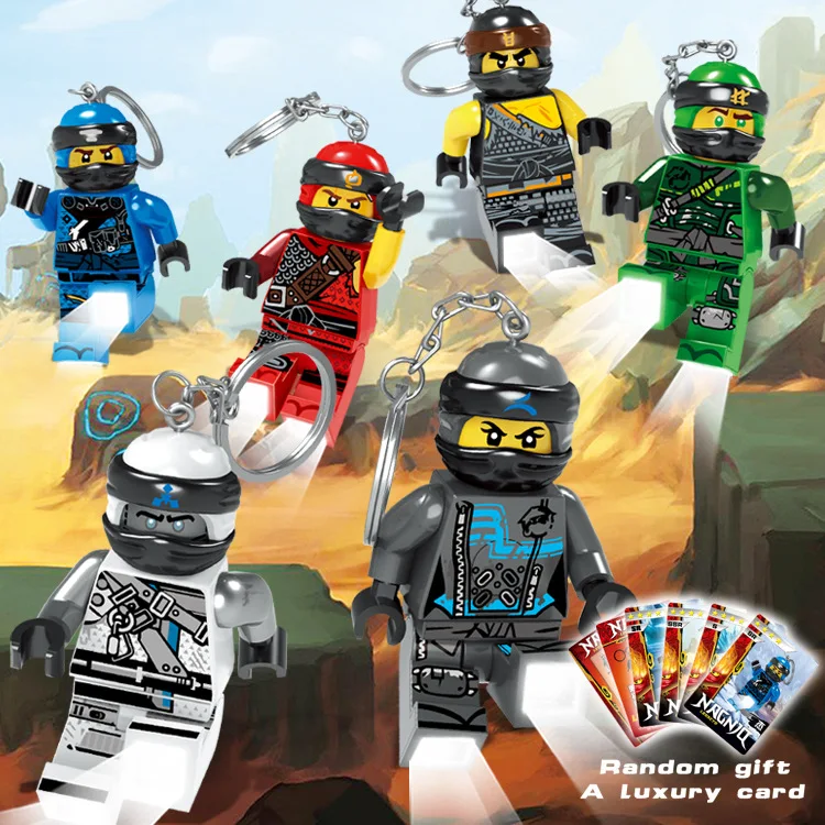

6PCS Model Building Kits Keychain 3D Cartoon Ninja LED Lights Blocks Toys Hobbies Kids DIY Gifts JY303A