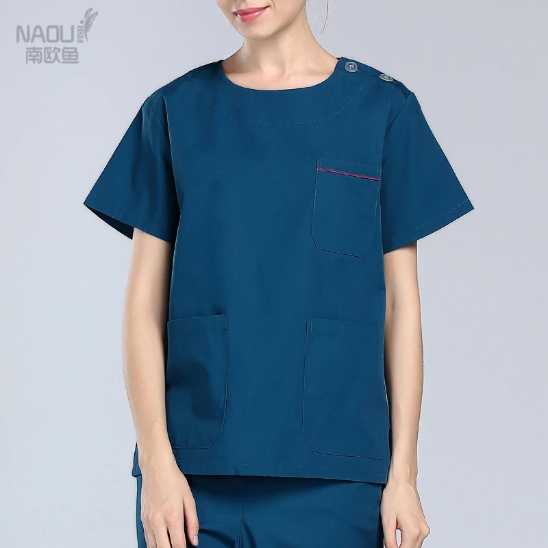 Женский летний костюм медика с короткими рукавами и открытым плечом и круглым вырезом, больничная Хирургическая Одежда - Цвет: 1