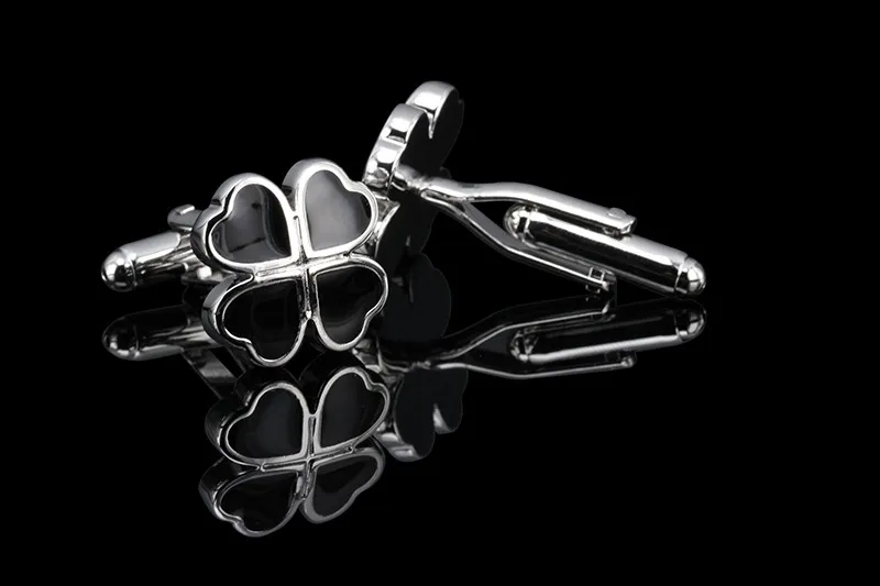 Cufflinks High Quality New Custom Super lucky four leaf clover cufflinks for men shirt accessory party gift