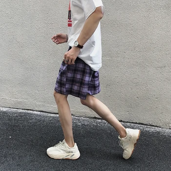 

2019 Summer New Tie Dye Korean Super Comfort Gradient Plaid Large Size Street Harajuku Casual Shorts M-2XL