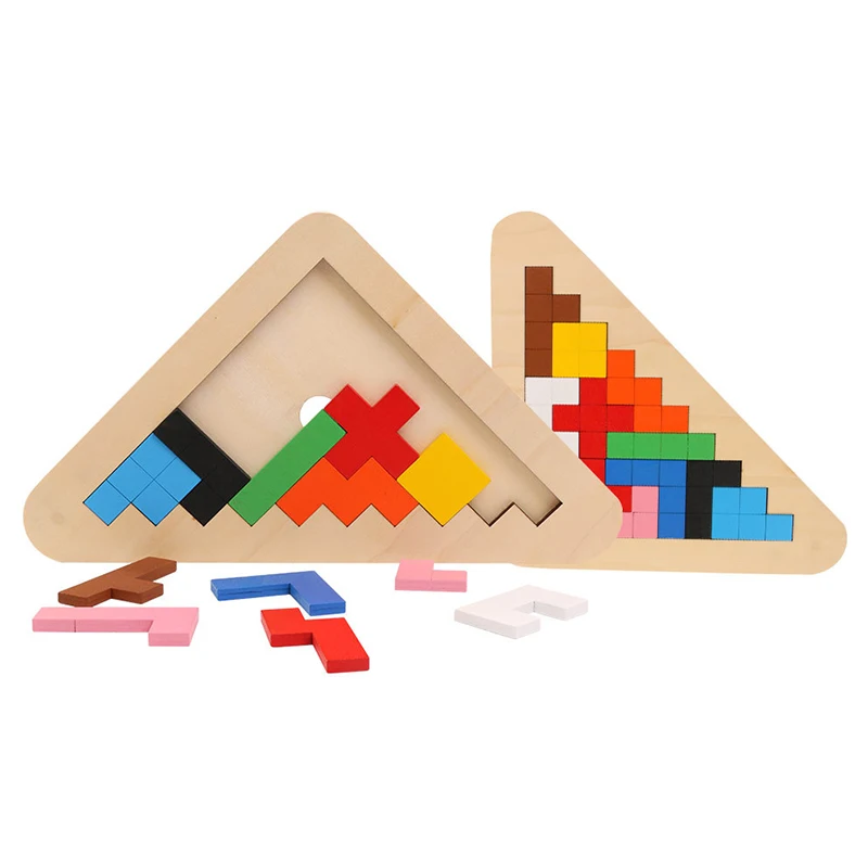 Детские игрушки деревянные Tangram/головоломки доска Головоломки Логические красочные геометрические фигуры головоломка тетрис игра горка