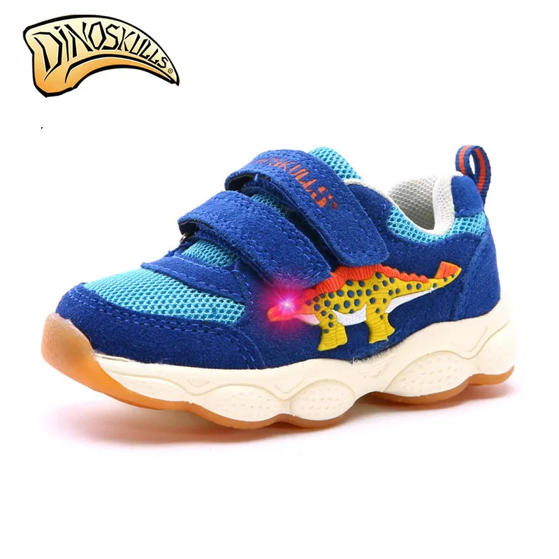 Dinoskulls LED Shoes for Kids Light Up Boys Sneakers Mesh Breathable Glowing Tenis Children Shoes 2019 Summer Toddler Trainers