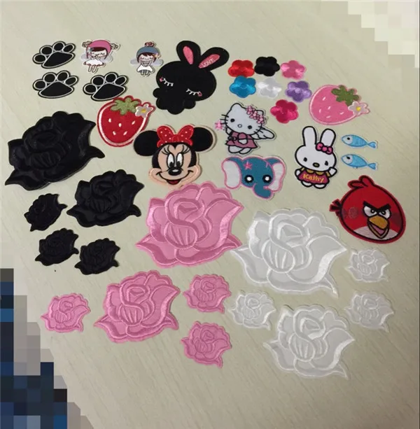Lace Flowers Black White and Pink 3 sizes Iron on Cloth Patches - Buyers Show 1