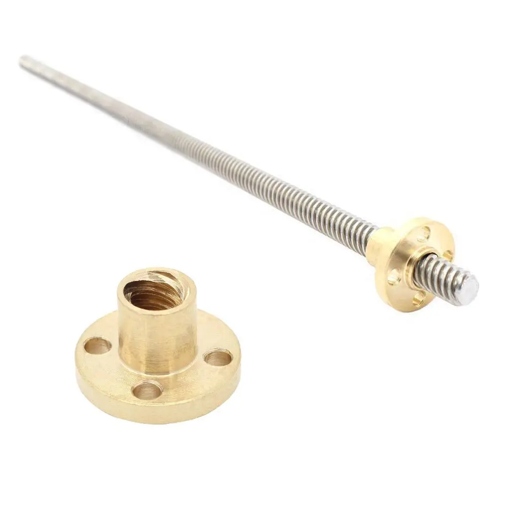 

Newest 3D Printer T8-2-D8 Lead Screw Thread 300mm Trapezoidal Spindle Screw + Copper Nut Screw --