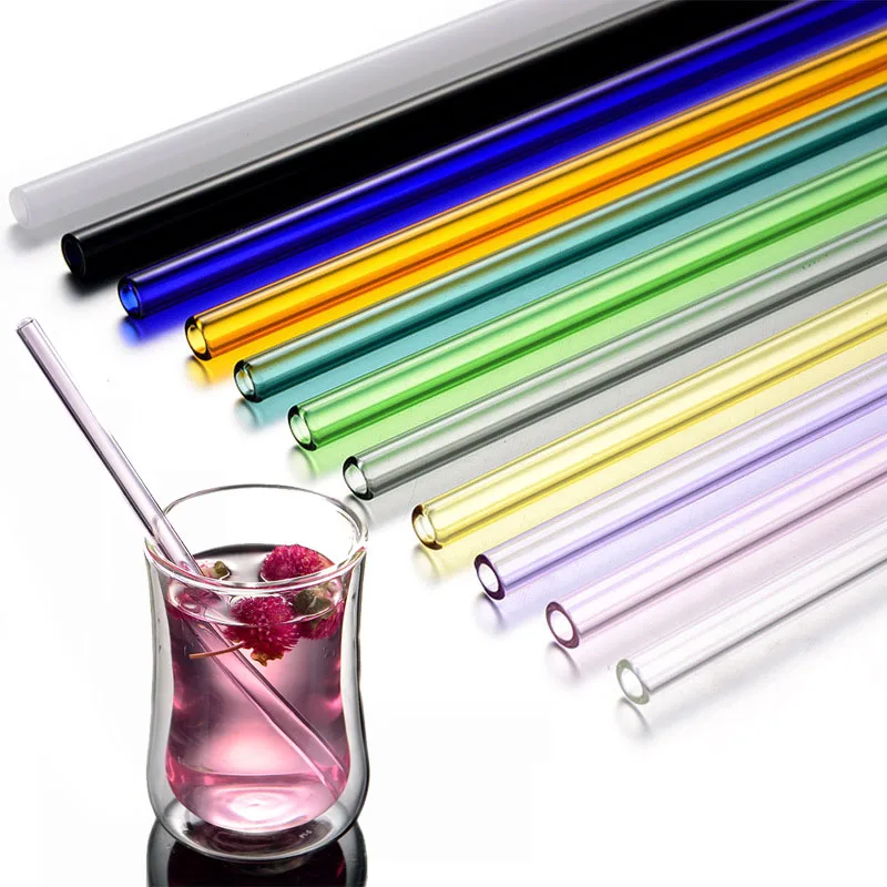 5pcs/lot Women Lipstick Protecting Colored Straight Glass Straws Pipet