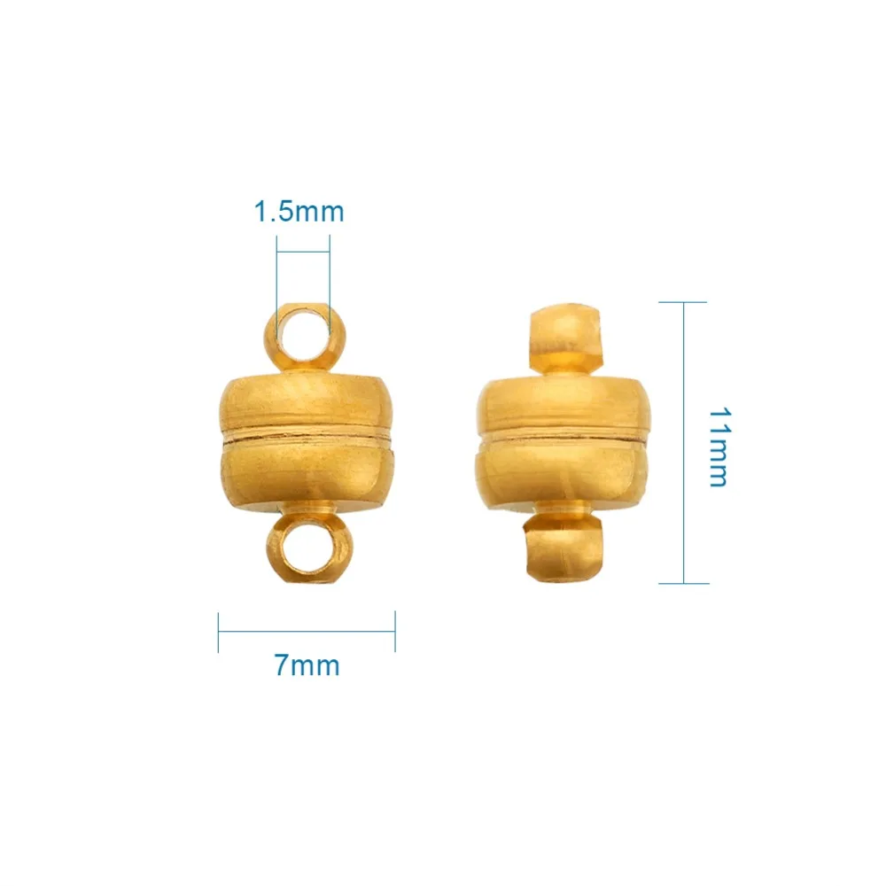 100 комплекты овальные латунные Магнитные застежки металлической фурнитурой для самостоятельного изготовления ювелирных изделий Золотой/Серебряный/черный/античная бронза 11x7 мм, отверстие: 1,5 мм