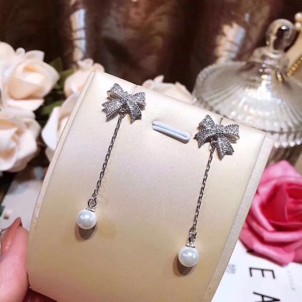 

CC CE00013 flash Bow earrings, 925 sterling silver set Earrings with box