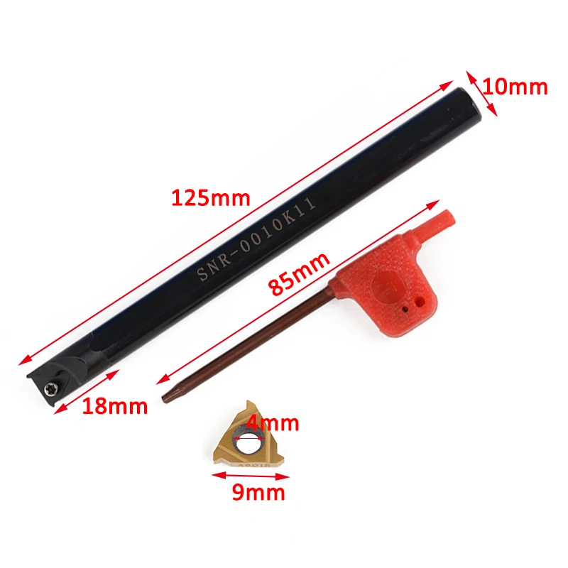 Durable CNC Lathe Turning Tool 11IR A60 Carbide Insert Practical Cutter SNR0010K11 Boring Bar 10 x 125mm Holder + T8 Wrench