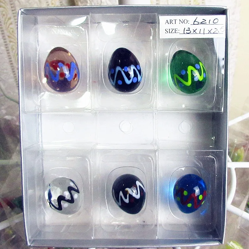 

6pc Custom wholesale Easter eggs creative decorative handmade glass crafts wedding party decorative glass egg model set