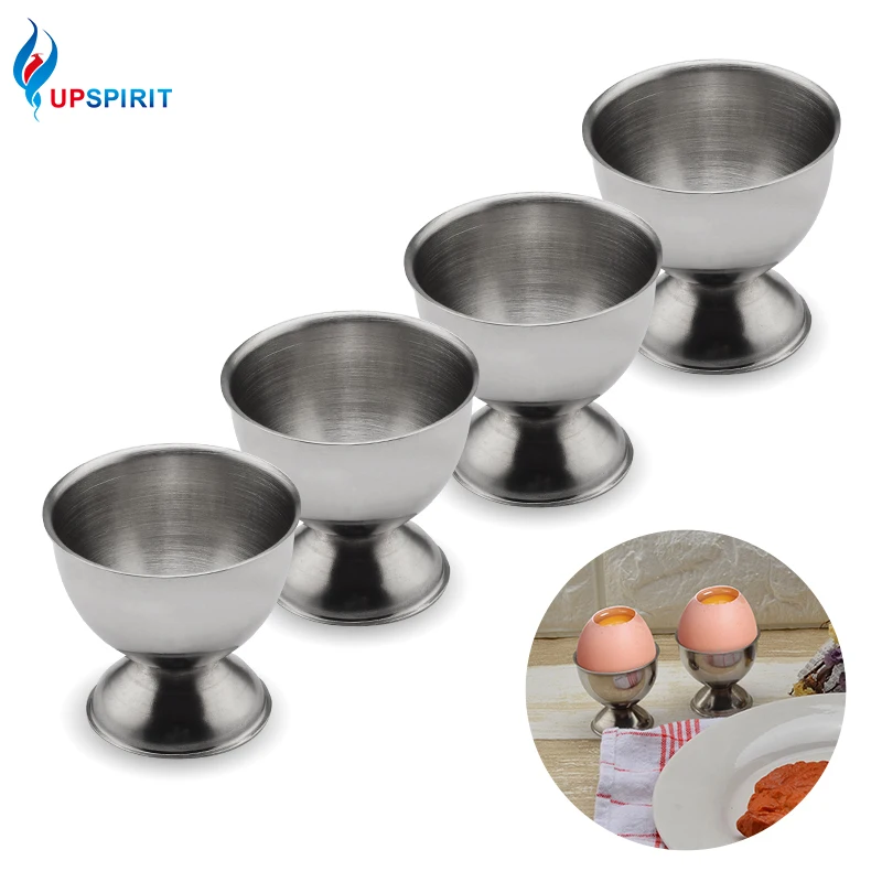 4pcs Soft Boiled Egg Cups Holder Tabletop Cup Kitchen Stainless Steel Tool Set