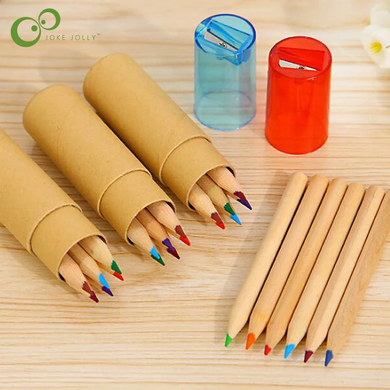 

6Pcs/Box Mini Crayons Pencils Creative Stationery Cute Bear Pencils For School Girl Boy Colored Pencils Painting Toys GYH