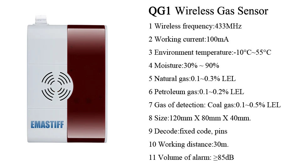 Беспроводной детектор горючих газов 433MHz US 110 V/EU 220V по умолчанию 220 V