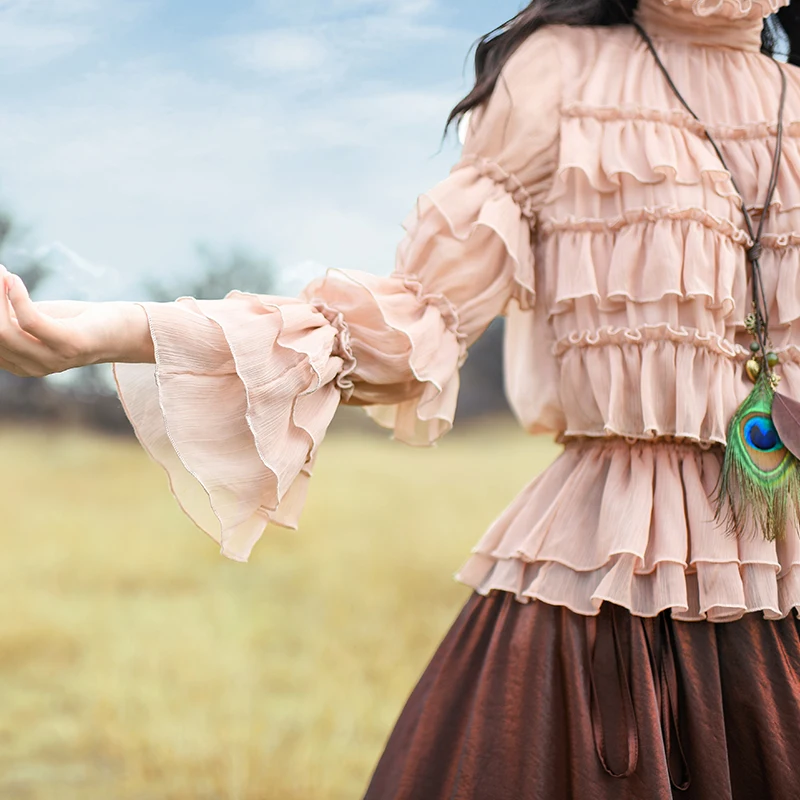 Женская шифоновая рубашка LYNETTE'S зимняя с рюшами|chiffon shirt tops|chiffon shirtshirt top |